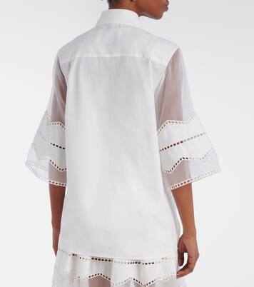 Tie-neck cotton and silk-blend blouse | Elie Saab