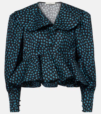 Polka-dot peplum silk jacquard blouse | Chloé