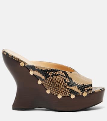 Snake-effect leather wedge mules | Magda Butrym