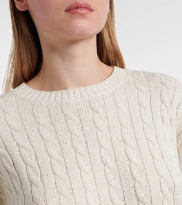 Pullover aus einem Baumwollgemisch mit Pailletten | Brunello Cucinelli