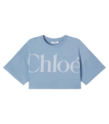 Logo cropped cotton jersey T-shirt | Chloé Kids