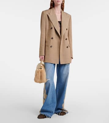 Mules in shearling con pelle e logo | Dolce&Gabbana