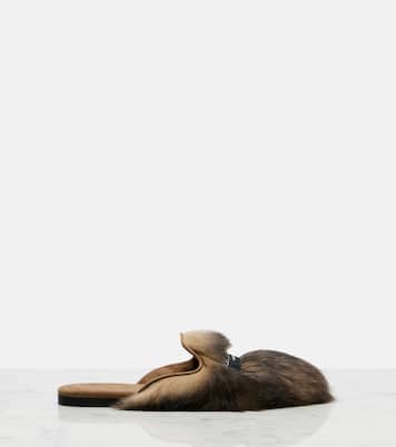 Mules in shearling con pelle e logo | Dolce&Gabbana