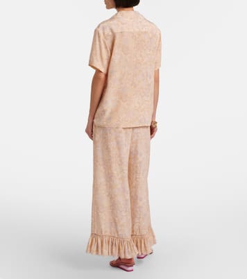 Floral ruffled silk wide-leg pants | Chloé