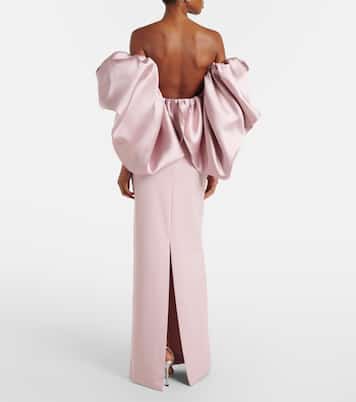 Floris satin-trimmed off-shoulder gown | Solace London