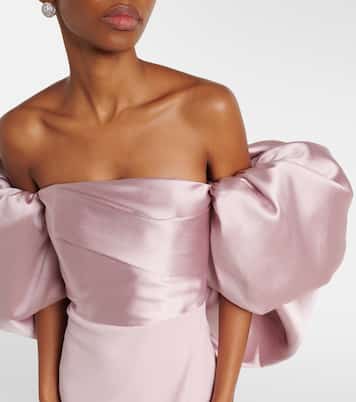 Floris satin-trimmed off-shoulder gown | Solace London