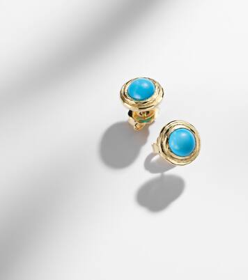 Coral Beach 18kt gold (750/1000) earrings with turquoises | Octavia Elizabeth