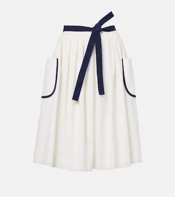 Belted cotton and linen midi skirt | Prada