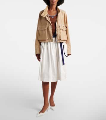 Belted cotton and linen midi skirt | Prada