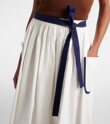 Belted cotton and linen midi skirt | Prada