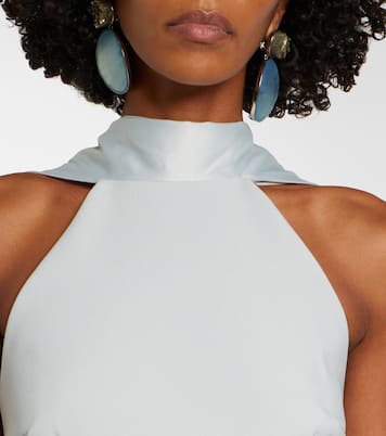 Cece halterneck crêpe and satin gown | Solace London