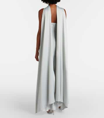 Cece halterneck crêpe and satin gown | Solace London