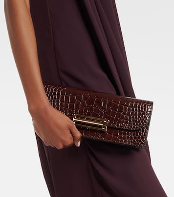 Dorian East-West croc-effect leather clutch | Victoria Beckham