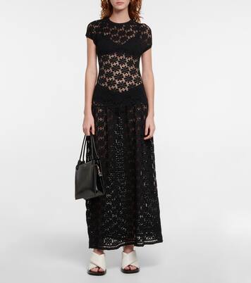 Robe midi brodée en coton | Jil Sander