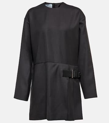 Buckled wool crêpe minidress | Prada