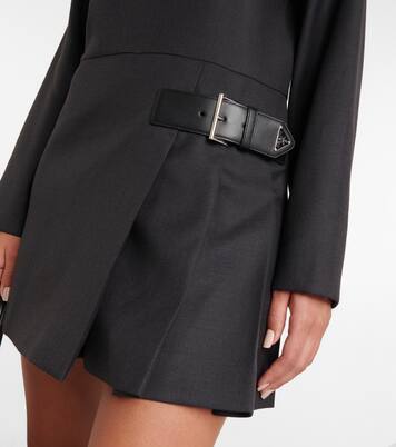 Buckled wool crêpe minidress | Prada