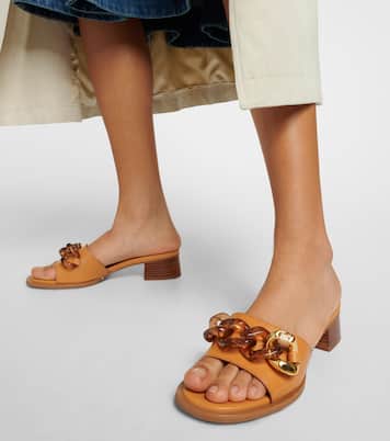Embellished leather mules | See By Chloé