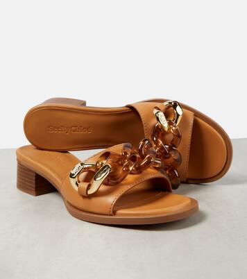Embellished leather mules | See By Chloé