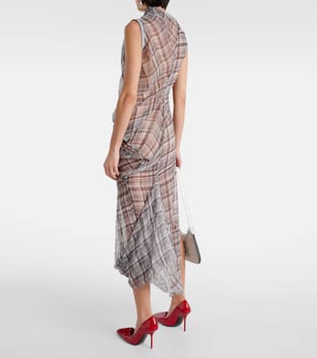 Robe midi Dsaam en soie à carreaux | Acne Studios