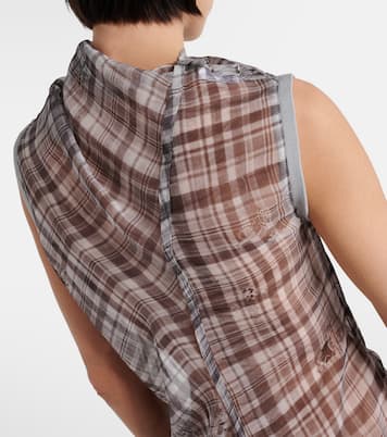 Robe midi Dsaam en soie à carreaux | Acne Studios