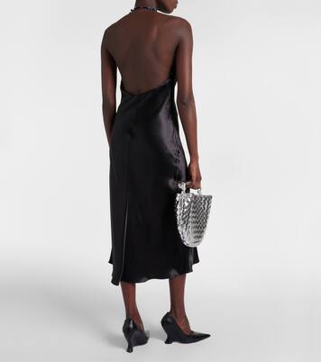 Vestido midi de satén con cuentas | Bottega Veneta