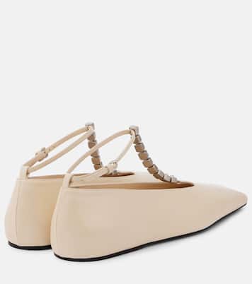 Crystal-embellished leather ballet flats | Jil Sander