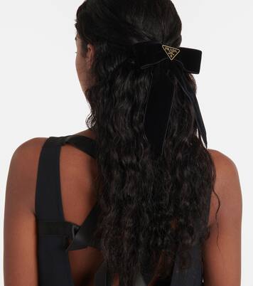 Bow-detail velvet hair clip | Prada