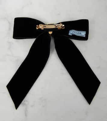 Bow-detail velvet hair clip | Prada
