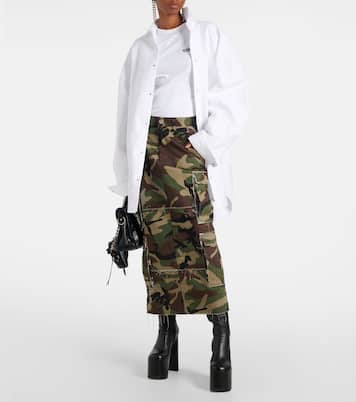 카무플라주 코튼 카고 미디 스커트 | Vetements