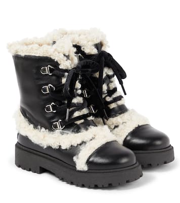 Faux shearling-trimmed leather boots | PèPè