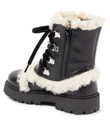 Faux shearling-trimmed leather boots | PèPè