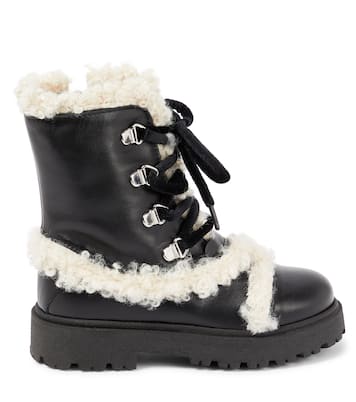 Faux shearling-trimmed leather boots | PèPè