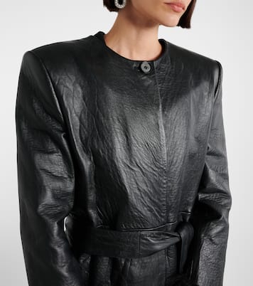 羊毛皮边饰皮革大衣 | Magda Butrym