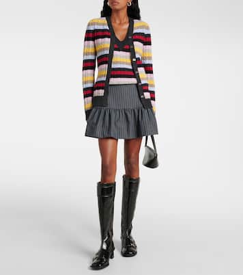 Striped cable-knit wool-blend cardigan | Ganni