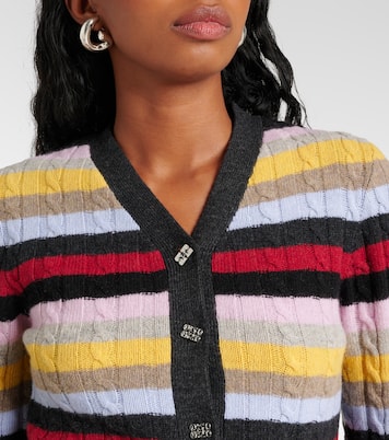 Striped cable-knit wool-blend cardigan | Ganni