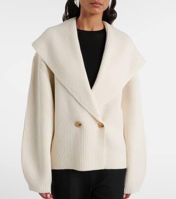 كارديغان من الصوف المخلوط بحبكة مُضلّعة | Toteme