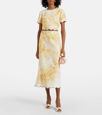 Crush scalloped cropped silk top | Zimmermann