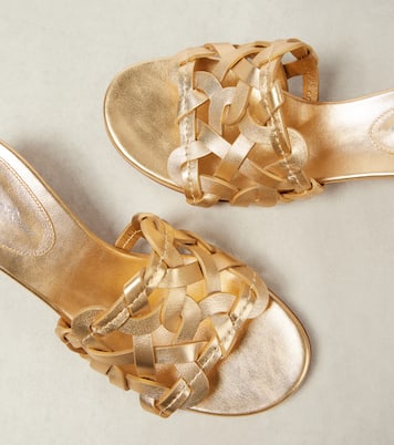 Pantoletten Amalfi 45 aus Metallic-Leder | Gianvito Rossi