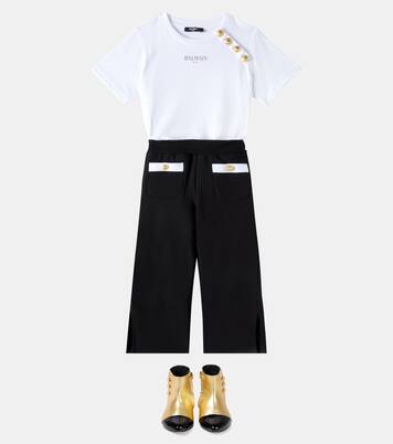 T-shirt in jersey di cotone con logo | Balmain Kids