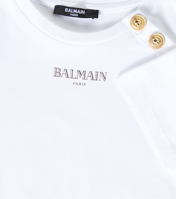 T-shirt in jersey di cotone con logo | Balmain Kids