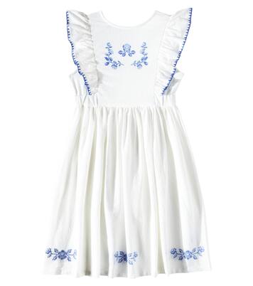 Nina ruffled floral embroidered cotton dress | C'era Una Volta