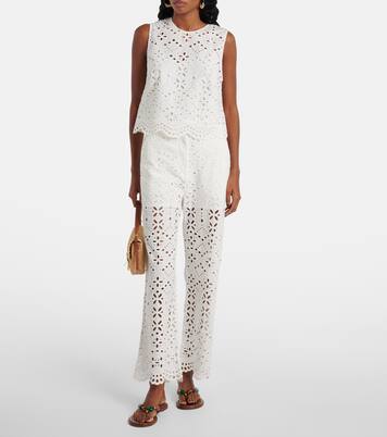 Pantalon ample Kemper brodé en coton | Veronica Beard