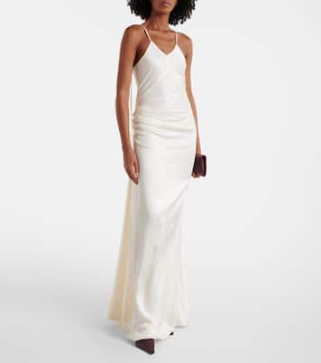 Vestido lencero de crepé satén drapeado  | Victoria Beckham