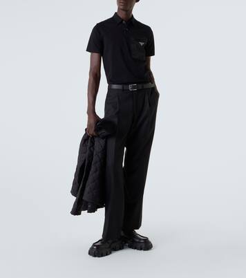 Logo leather platform loafers | Prada