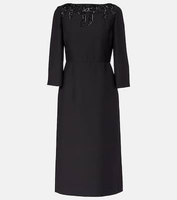 Robe midi brodée en laine et soie | Valentino