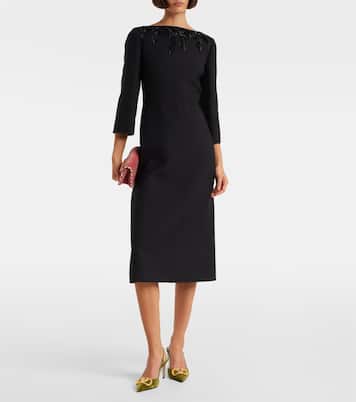 Robe midi brodée en laine et soie | Valentino