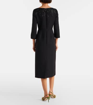Robe midi brodée en laine et soie | Valentino