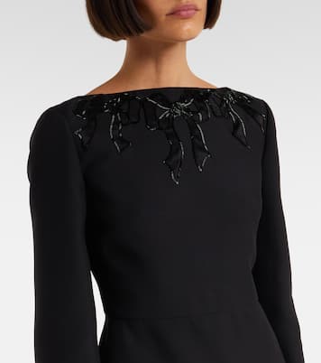 Robe midi brodée en laine et soie | Valentino