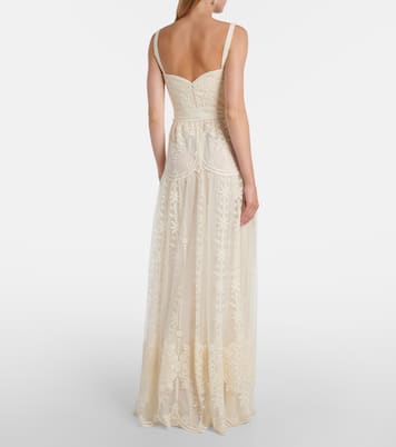Robe longue brodée en tulle | Elie Saab