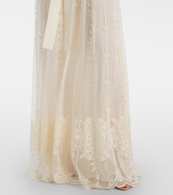 Robe longue brodée en tulle | Elie Saab
